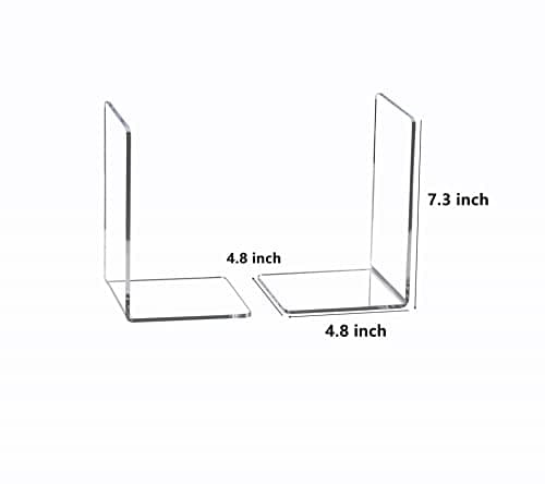 CY craft 4 Pieces Bookends,Clear Acrylic Bookends for Shelves,Heavy Duty Book Ends and Desktop Organizer,Book Stopper for Books/Movies/CDs,7.3x4.8x4.8 inch 5