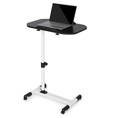 MoNiBloom Mobile Laptop Desk 360° Rotatable Panel Adjustable Height Desk Rolling Cart Ergonomic Table with Wheels for Home Office School, Black