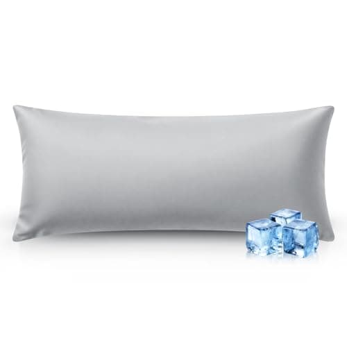 Ice Cooling Body Pillowcase for Hot Sleepers, Stay Cool All Night, Silky Touch Long Body Pillow Cases with Invisible Zipper, Soft Breathable Body Pillow Cover, Gift for Men Women - 20"x54", Cloud Gray