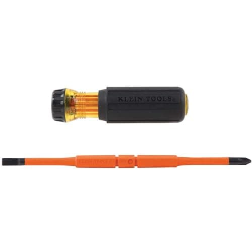 Klein Tools 32288 Insulated Screwdriver, 8-in-1 Screwdriver Set with Interchangeable Blades, 3 Phillips, 3 Slotted and 2 Square Tips 14