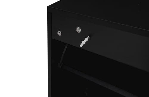 ZeHuoGe Rattan Shoe Cabinet with 3 Flip Drawers, Black 3-Tier Shoe Rack Storage Cabinet for Heels, Boots, Slippers, Free Standing Shoe Rack, Entrance Hallway Entryway (Black) 8