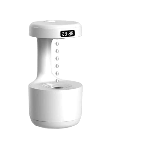 Antigravity Humidifier,Rain Humidifier Bedroom Anti Gravity Humidifiers with Clock Water Drop Backflow Aroma Diffuser Large Capacity Office Bedroom Mute Heavy Fog Household Sprayer(White)