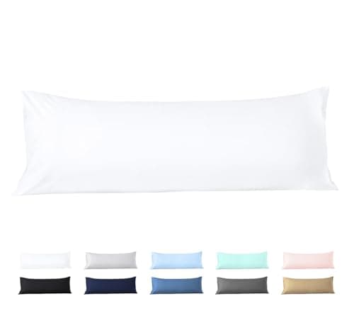 Body Pillow Cover 20x54 Body Pillow Case 100% Egyptian Cotton 600 Thread Count Soft & Skin-Friendly 1 Piece Body Pillowcase with Zipper Closure - 20x54 Inches, White