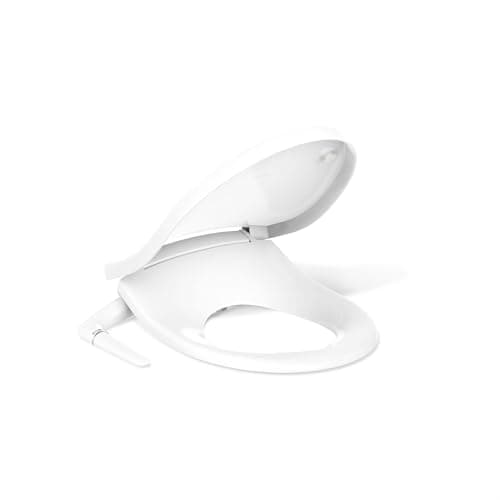 Kohler PureWash M250 Manual Round Bidet Toilet Seat, White, Quiet-Close Lid Prevents Slamming, Easy Installation with Quick-Release Hinges, Adjustable Spray Position & Pressure