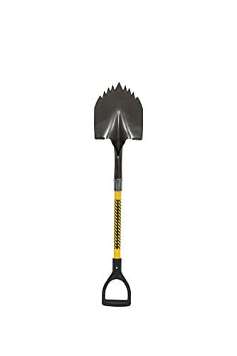 Structron 49631 S600 Power Series Round Point Shovel with 29" Premium Fiberglass Handle with Poly D Grip, Forward Turned Step Head "Cutting Teeth"