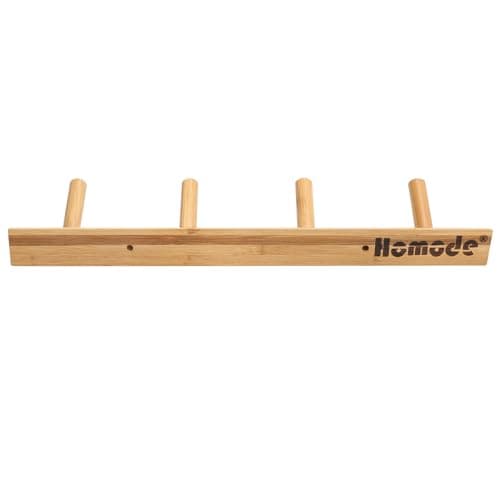 Homode Modern Bamboo Wooden Entryway Coat Hooks, Bathroom Kitchen Towel Rack, Wall Mounted Coat Rack Hat Hanger with 4 Hanging Pegs (Natural) 6