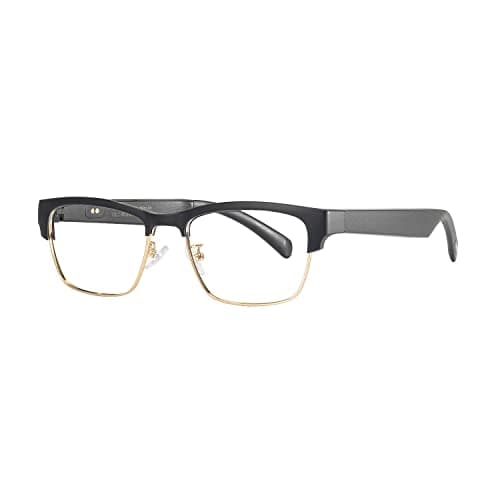 OOAVR Smart Bluetooth Glasses,New Wireless Bluetooth Smart Audio Glasses,Men's/Women's Indoor and Outdoor Entertainment Smart Glasses,Including 2 Magnetic Charging Wires(Gold Clear)