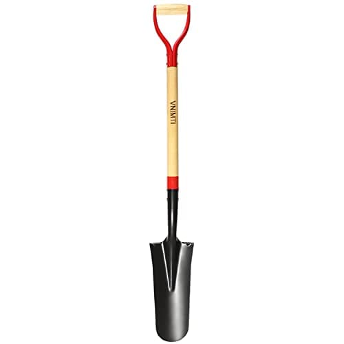 VNIMTI Spade Shovel,Transplanting Spade，Drain Spade,Spade Shovels for Digging,Sharp Shooter Shovel or Spade,45Inch,Steel D-Grip,Wooden Handle