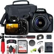 Canon EOS 4000D / Rebel T100 DSLR Camera with 18-55mm Lens + 64GB Memory Card + Case + Card Reader + Flex Tripod + Hand Strap + Cap Keeper + Memory Wallet + Cleaning Kit 9