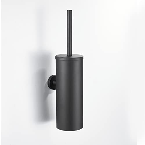 FVITA Toilet Brush Wall Mount Toilet Brush with Holder for Bathroom Stainless Steel Matte Black