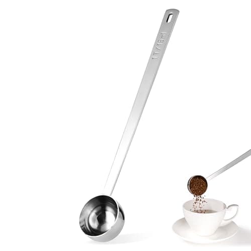 Luxiwise Long Handle Coffee Scoop, 18/8 Stainless Steel Food Grade Measuring Spoon for Coffee Beans Powders Sugar, 8.3in Long Metal Scoop Tablespoon for Easy Container Reach (1tbsp/ 15ml)