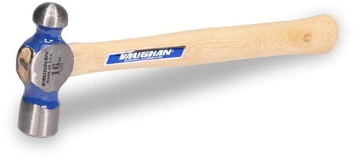 VAUGHAN Ball Pein Hammer, 16 oz, Hickory handle, American high carbon steel, TC016, VN15530