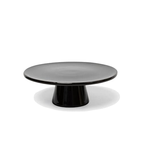 The Cake Stand – 10 Inch Gloss Ceramic Pedestal Cake Stand, Modern Footed Dessert Stand for Cakes, Cupcakes, Cookies & More (Black)