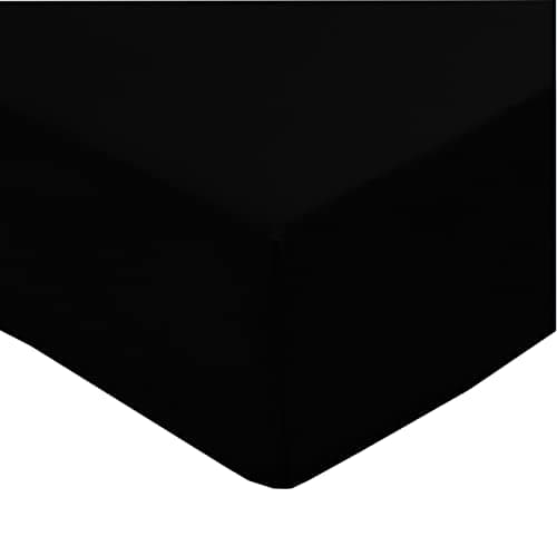 Mohap Fitted Sheet Queen - No Pilling - Bottom Sheet - Deep Pocket - Soft Microfiber - Shrinkage and Fade Resistant - 1 Fitted Sheet Only - Black