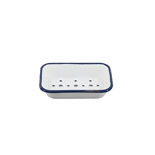 Joy Choice 6.5" Farmhouse Soap Dish with a Tray - White Metal Soap Dish for Bathroom, Tub and Kitchen, Farmhouse Sponge Holder for Kitchen Sink(White)