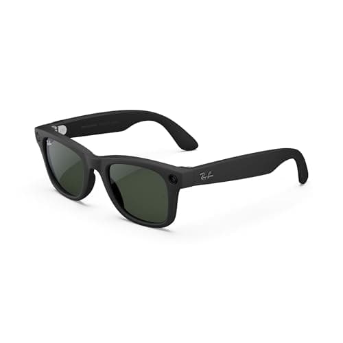 Ray-Ban Meta (Gen 1), Wayfarer, Matte Black | Smart AI Glasses for Men, Women —12 MP Camera, Open-Ear Speakers for Audio, Video Recording and Bluetooth —Transitions® Green Lenses —Wearable Technology