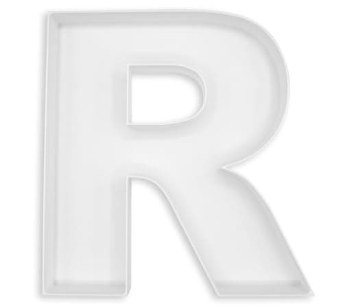 10" Reusable Plastic Box Form Tray Display for Treats, Charcuterie, Cake Pop, Candy, Charcuterie Box, Custom Charcuterie Letters Fillable - Reusable Letter Box - (White Plastic, R)