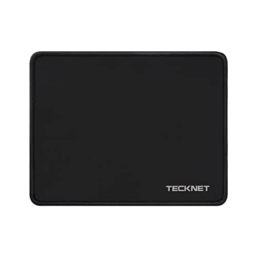 TECKNET Mouse Pad with Anti-fray Stitching, Waterproof Surface & Non-Slip Rubber Base with Stitched Edges Gaming Mouse Mat for Laptop,Compatible with Laser and Optical Mice - Black