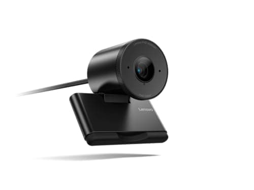 Lenovo FHD Webcam, 1080p Resolution, 30 fps, Dual Noise-Cancelling Microphones, AI Noise Cancellation and Enhanced Image Quality, Physical Privacy Shutter, Microsoft Terms Certified, Black