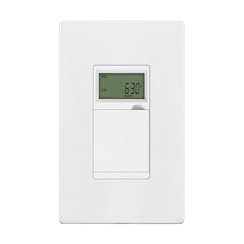 ENERLITES No Neutral Wire Programmable Digital Timer Switch for Lights, Fans, 7-Day 18 ON/Off Timer Settings, 1-Pole, UL Listed, HET01-C-J-W, White
