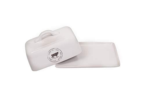Creative Co-Op Stoneware Butter Dish with Cow Decal 7