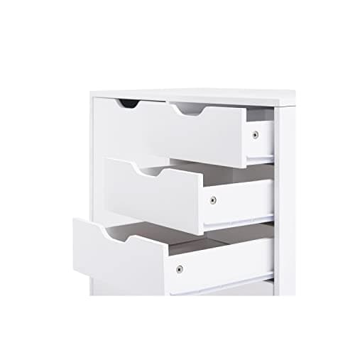 Naomi Home Amy 5-Drawer Craft & Office Storage Cabinet with Shelf, – Rolling Organizer with Pull-Out Door, Fixed Shelves for Versatile Use, 15.7" D x 24.4" H x 30.7" L 6