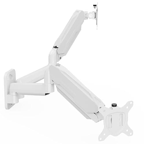 MOUNT PRO Dual Monitor Wall Mount for 13 to 32 Inch Computer Screens, Gas Spring Wall Monitor Arm for 2 Monitors, Each Holds Up to 19.8lbs, Adjustable Wall Monitor Mount with VESA 75x75/100x100, White