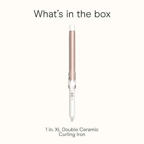 Conair Double Ceramic 1-Inch Long Barrel Curling Iron, 1-Inch Barrel Creates Classic Curls to Loose Waves, Hair Curler for Use on Short, Medium, & Long Hair, White/Rose Gold 10