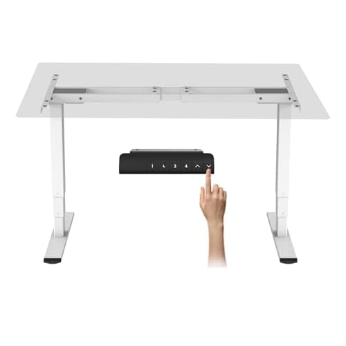 FLEXISPOT E6 Essential Dual Motor Standing Desk Frame 3 Stages Electric Height Adjustable Stand Up Desk Frame Only (White)