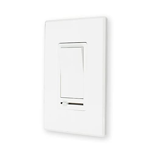 CLEANLIFE Single Pole LED Dimmer Switch - Modern, Low Profile TRIAC Dimmer Light Switch - 3-Way Rocker - Universally Compatible with All UltraLux Light Fixtures - Cover Plate Included