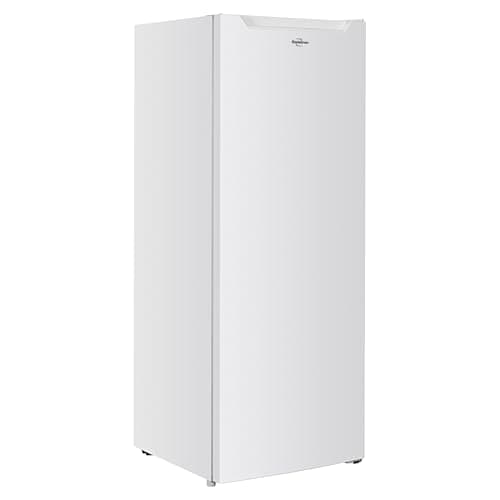 Koolatron Compact Upright Freezer, 5.3 cu ft (150L), White, Manual Defrost Design, Space-Saving Flat Back, Reversible Door, for Home, Apartment, Condo, Cottage
