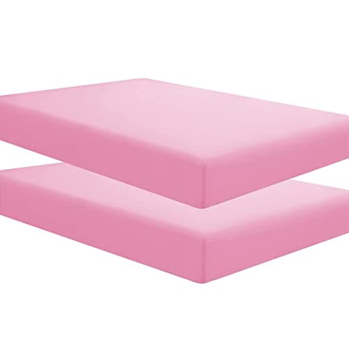 Sfoothome Mattress Sheets Twin XL Size with Deep Pockets - Soft and Comfortable Microfiber - Fade Wrinkle Resistant, Pink Fitted Sheets 2 Pack