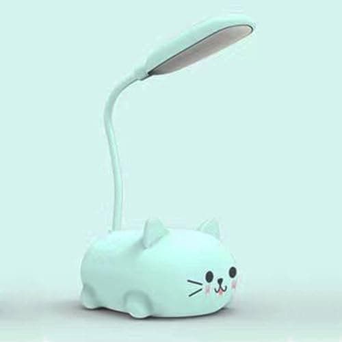 Desniltol LED Kids Lamp, Mini Cat Table Lamp, Portable LED Night Light, Cute Desk Lamp, Foldable USB Rechargeable Reading Light Children's Bedroom (Blue)