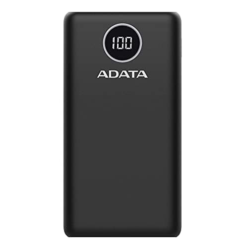 ADATA P20000QCD 20000mAh Qualcomm QC 3.0 / USB PD 3.0 Dual USB-A (18W) & USB-C Fast Charging (18W) Power Bank Portable Charger (AP20000QCD-DGT-CBK)