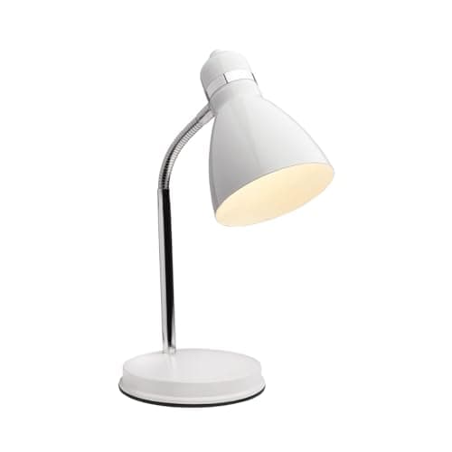 Newhouse Lighting Oxford White Metal Flexible Classic Goose Neck Design Desk or Table Lamp for Office or Bedroom Use
