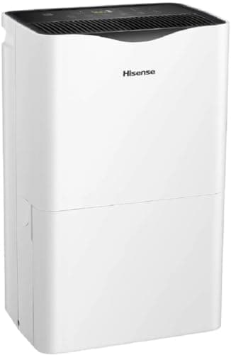 Hisense 50 Pint Dehumidifier 300 sq. ft Slide-out Bucket with Easy-carry Handle, 3 Speeds (Lo, Hi, Auto), Up to 4500 sq ft., Auto shut-off, Quiet 48 dB, 115v, - DH5023KP (Renewed)