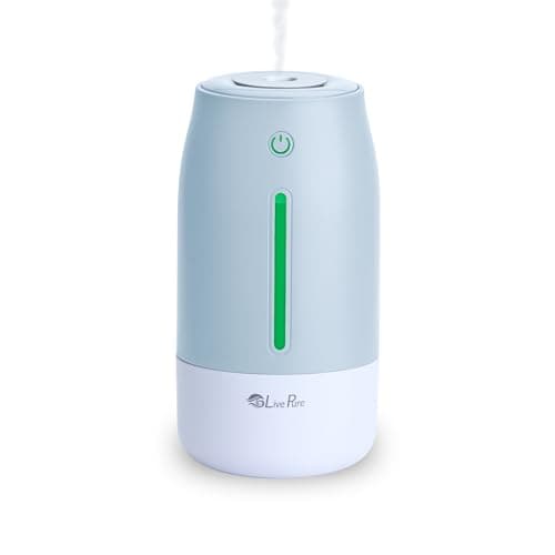 LivePure Cool Mist Humidifiers for Bedroom. Small Humidifier for Babies, Nursery, Plants, Office. Ultrasonic Cool Mist Humidifier w/Quiet Operation, USB-C Rechargeable. Blue Mist