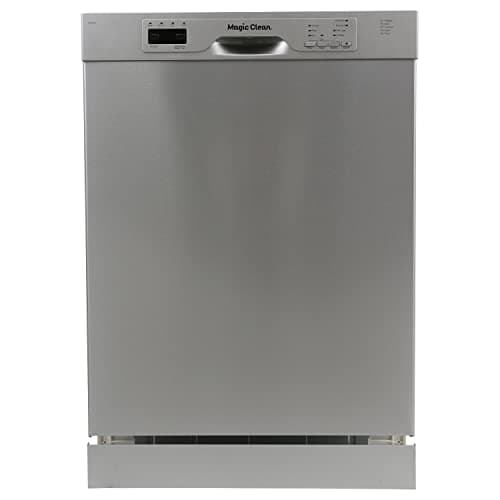 Magic Clean MCDW24SI Dishwasher 24-Inch Built in with 3 Wash Options and Automatic Cycles, Stainless Steel Construction with Electronic Control LED Display, Low Noise Rating, Metallic