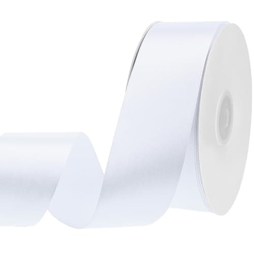 woric White Ribbon 1 1/2 Inch 60 Yards White Wedding Decor Satin Ribbon Mothers Day Gift Ribbons for Flower Floral Bouquet Gift Wrapping Chair Bows Bride Shower