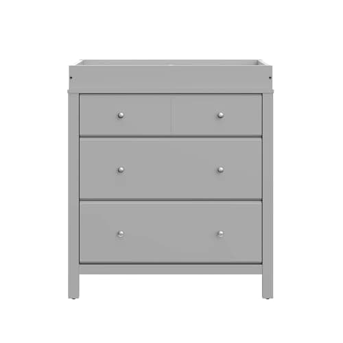 Storkcraft Horizon 3 Drawer Chest with Changing Topper (Pebble Gray) – GREENGUARD Gold Certified, Includes Removable Changing Table Topper, Chest of Drawers for Nursery & Kids Bedroom 10