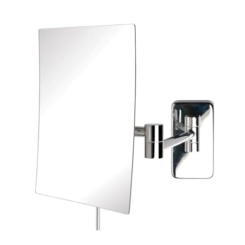JERDON Wall Mount Makeup Mirror with 5X Magnification - 8.75” x 6.5” Rectangular Mirror Extends 14” – Chrome Finish – Model JRT695C