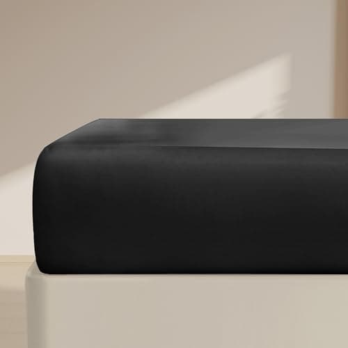FreshCulture King Fitted Sheet Only – Premium Hotel-Quality Fitted Sheet for King Bed – Ultra Soft & Breathable Brushed Microfiber – Elegant Black Box Packaging (Black)