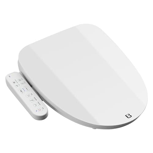 Bejoan FN1 Electronic Bidet Seat Elongated, Smart Toilet Bidet Seat, Bidet Attachment for Toilet Warm Water, Warm Air Dryer, Rear and Front Wash, LED Light