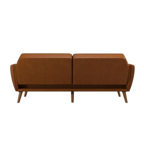 Novogratz Tallulah Memory Foam Futon, Convertible Couch, Camel Faux Leather 17