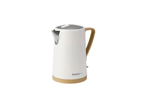 PantryPro 1.7L 1500W Rapid-Boil Electric Kettle - Stainless Steel Interior - Auto Shut-Off, Boil-Dry Protection, LED Indicator, Wide Opening - Cream White