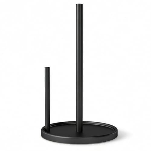 Jesginboo Paper Towel Holder Countertop, Black Kitchen Paper Towels Holder, Paper Roll Holder with Weighted Base