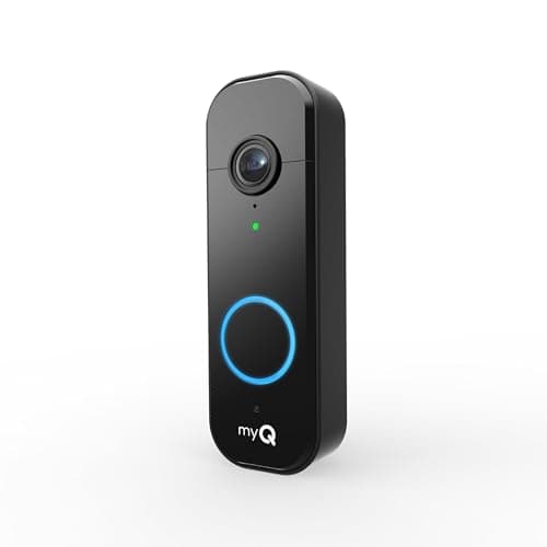 Chamberlain myQ Video Doorbell | 2K Camera, Battery/Wired, Color Night Vision, Live with 2-Way Talk, Motion Detection & Real-Time Alerts, 150 Deg Wide View, Black