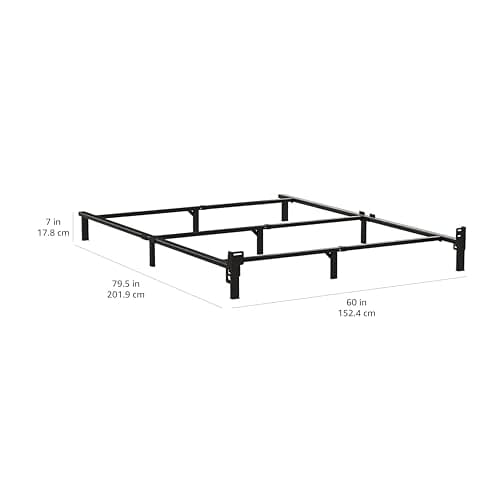 Amazon Basics Metal Bed Frame, 9-Leg Support Base for Box Spring and Mattress, Queen Size, Tool-Free Easy Assembly, 79.5" L x 59.5" W x 7" H, Black 2