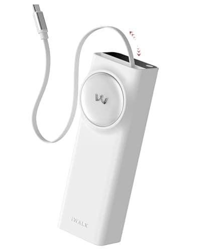 iWALK Laptop Power Bank, 20000mAh 65W Portable Charger with Built-In 2.3ft Retractable USB-C Cable & LED Display - Triple Outputs for MacBook Pro/Air, iPhone 17/16/15 Series, iPad Pro, Samsung S25/S24