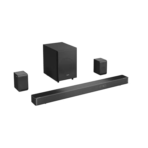 Hisense AX5120G 5.1.2Ch Sound Bar with Wireless Subwoofer, 420W, Dolby Atmos, Bluetooth 5.3, EzPlay, 4K HDMI Pass Through, Roku TV Ready, DTS: X, HDMI/AUX/ARC/Optical/USB, 7 EQ Modes